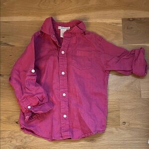Janie and Jack boys 2T linen Pink Button-Up Shirt